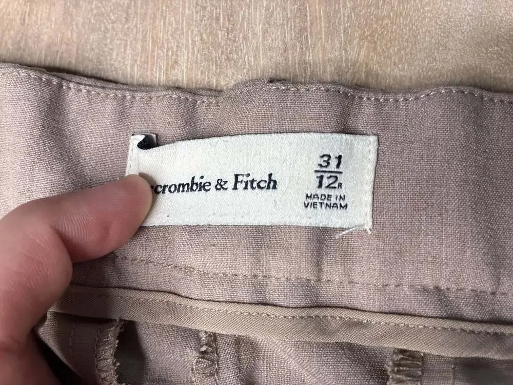 Abercrombie A&F Sloane Tailored Wide Leg Pant in Heather Taupe Size 31